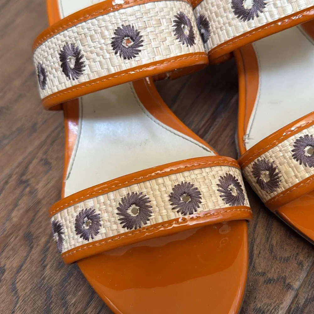 Aerosoles 2” Kitten Heel Slides, size 7M, “Sunbeam” Orange Combo, like new - Picture 5 of 15